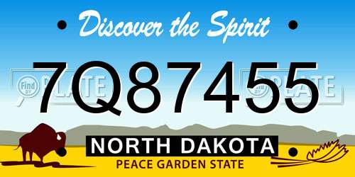 7Q87455 North Dakota License Plate