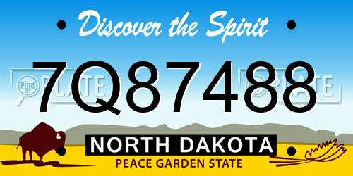 7Q87488 North Dakota License Plate