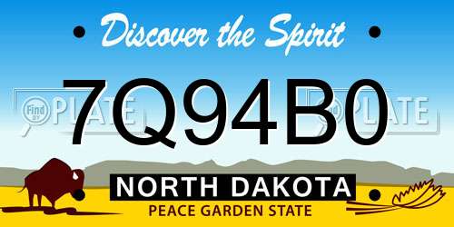 7Q94B0 North Dakota License Plate