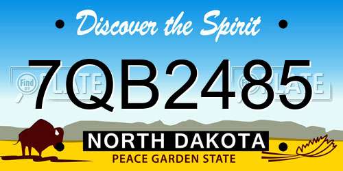 7QB2485 North Dakota License Plate