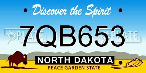 7QB653 North Dakota License Plate