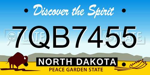 7QB7455 North Dakota License Plate