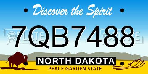 7QB7488 North Dakota License Plate