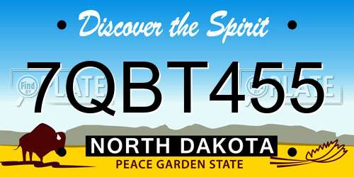 7QBT455 North Dakota License Plate