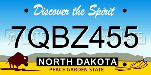 7QBZ455 North Dakota License Plate