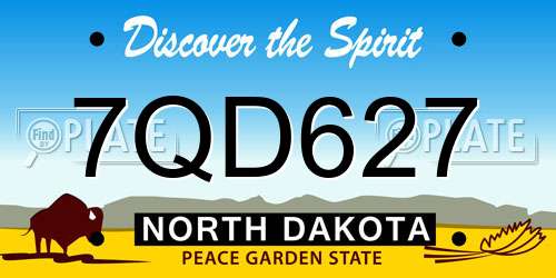 7QD627 North Dakota License Plate