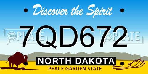 7QD672 North Dakota License Plate