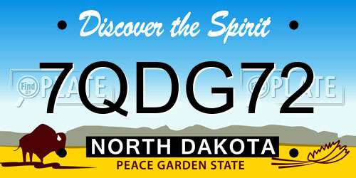 7QDG72 North Dakota License Plate