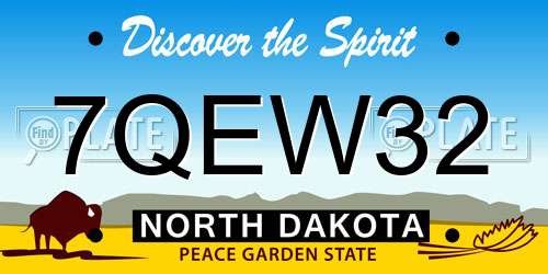 7QEW32 North Dakota License Plate