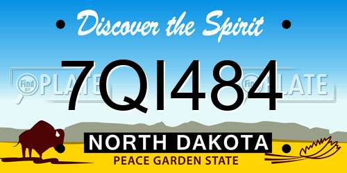 7QI484 North Dakota License Plate