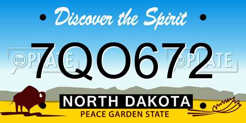 7QO672 North Dakota License Plate