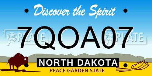 7QOA07 North Dakota License Plate