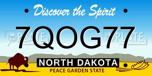 7QOG77 North Dakota License Plate