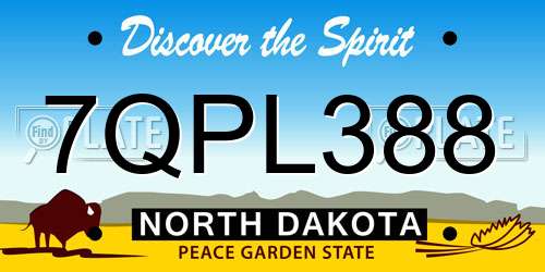 7QPL388 North Dakota License Plate