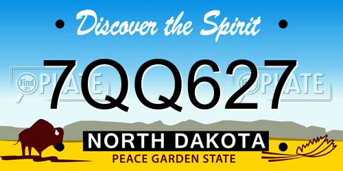 7QQ627 North Dakota License Plate