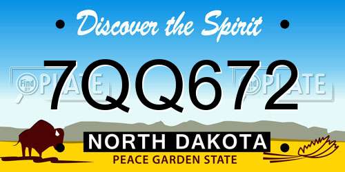 7QQ672 North Dakota License Plate