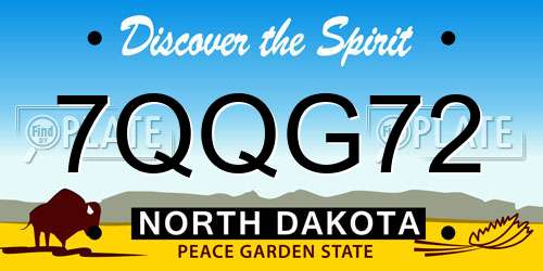 7QQG72 North Dakota License Plate