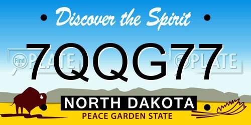 7QQG77 North Dakota License Plate