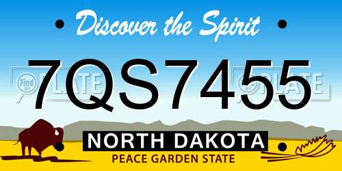7QS7455 North Dakota License Plate