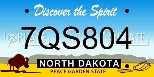 7QS804 North Dakota License Plate