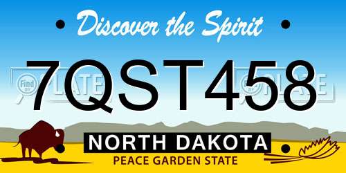 7QST458 North Dakota License Plate