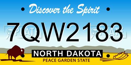 7QW2183 North Dakota License Plate