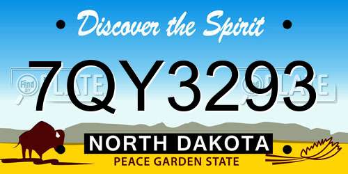 7QY3293 North Dakota License Plate
