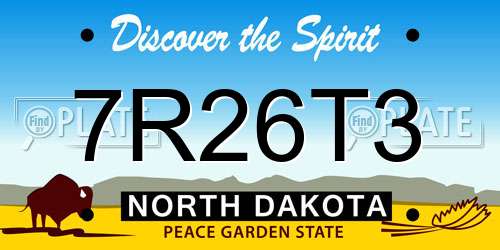 7R26T3 North Dakota License Plate