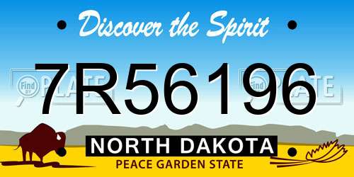 7R56196 North Dakota License Plate