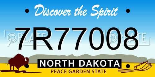 7R77008 North Dakota License Plate