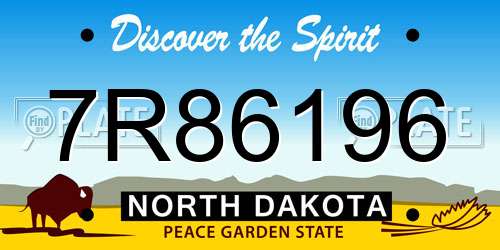 7R86196 North Dakota License Plate