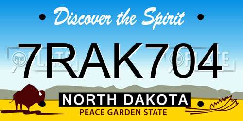 7RAK704 North Dakota License Plate