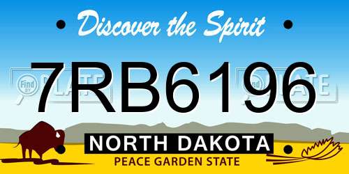 7RB6196 North Dakota License Plate