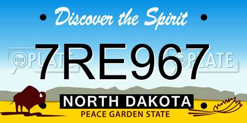 7RE967 North Dakota License Plate