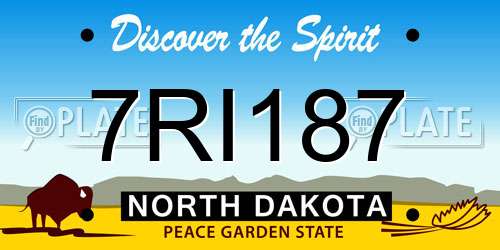 7RI187 North Dakota License Plate