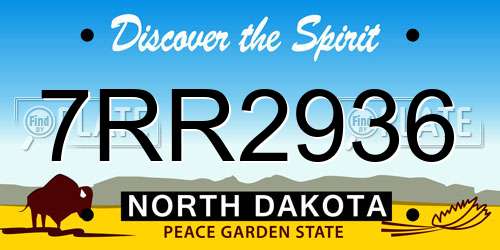 7RR2936 North Dakota License Plate