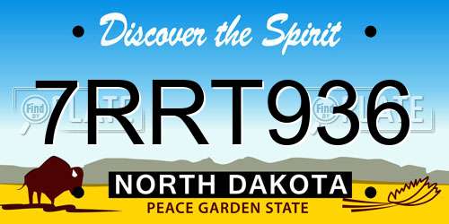 7RRT936 North Dakota License Plate