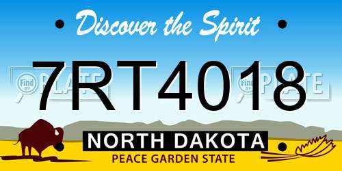 7RT4018 North Dakota License Plate