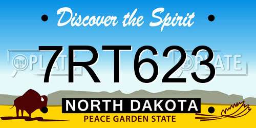 7RT623 North Dakota License Plate