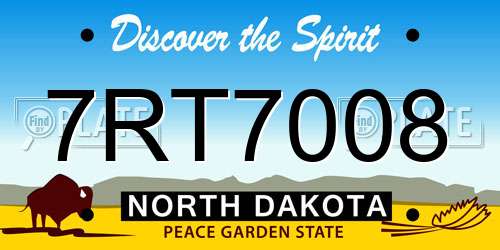 7RT7008 North Dakota License Plate