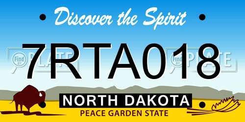 7RTA018 North Dakota License Plate