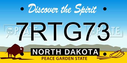 7RTG73 North Dakota License Plate