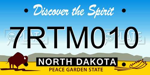 7RTM010 North Dakota License Plate
