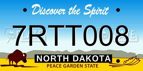 7RTT008 North Dakota License Plate