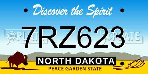 7RZ623 North Dakota License Plate
