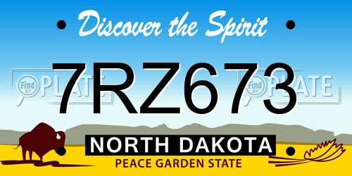 7RZ673 North Dakota License Plate