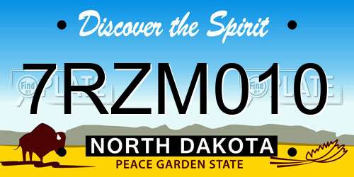 7RZM010 North Dakota License Plate