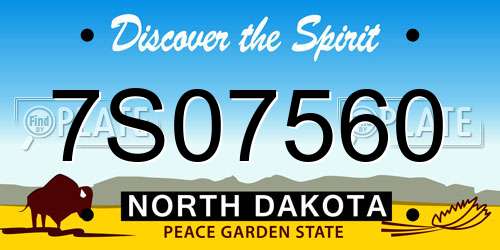7S07560 North Dakota License Plate