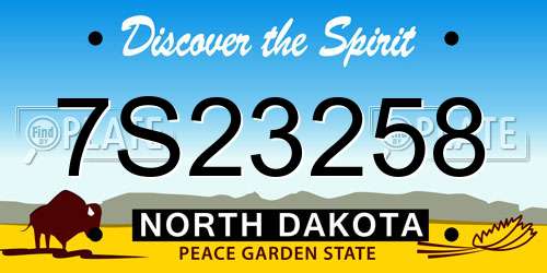 7S23258 North Dakota License Plate