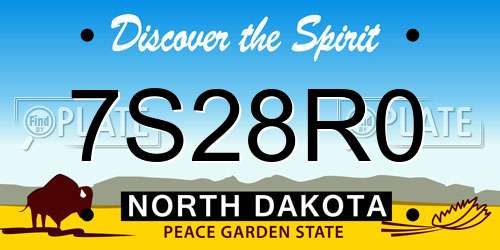 7S28R0 North Dakota License Plate